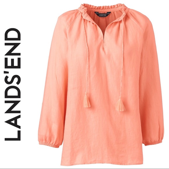 2/$50 - New Lands End Boho Peasant Linen Blouse - Picture 12 of 12
